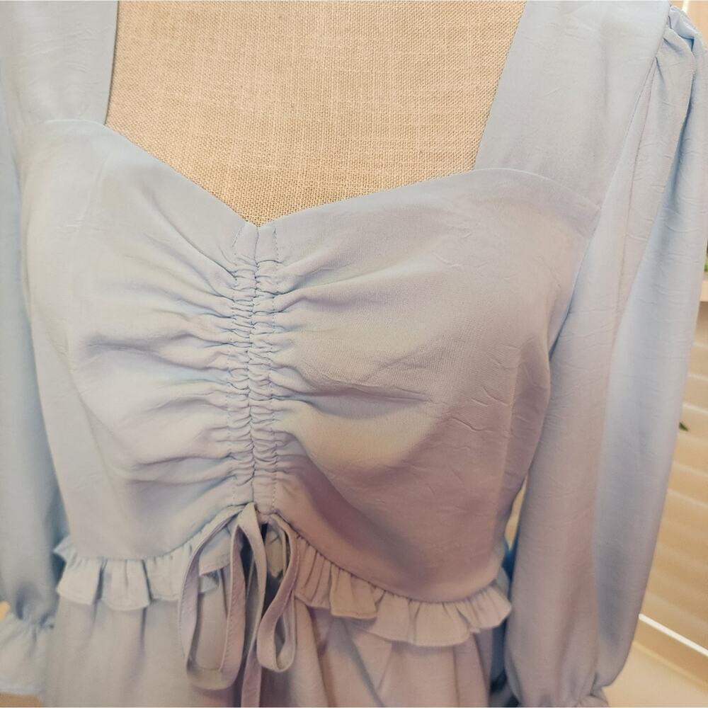 168 SHE & SKY BABY BLUE PEPLUM NEW BLOUSE - Picture 3 of 7